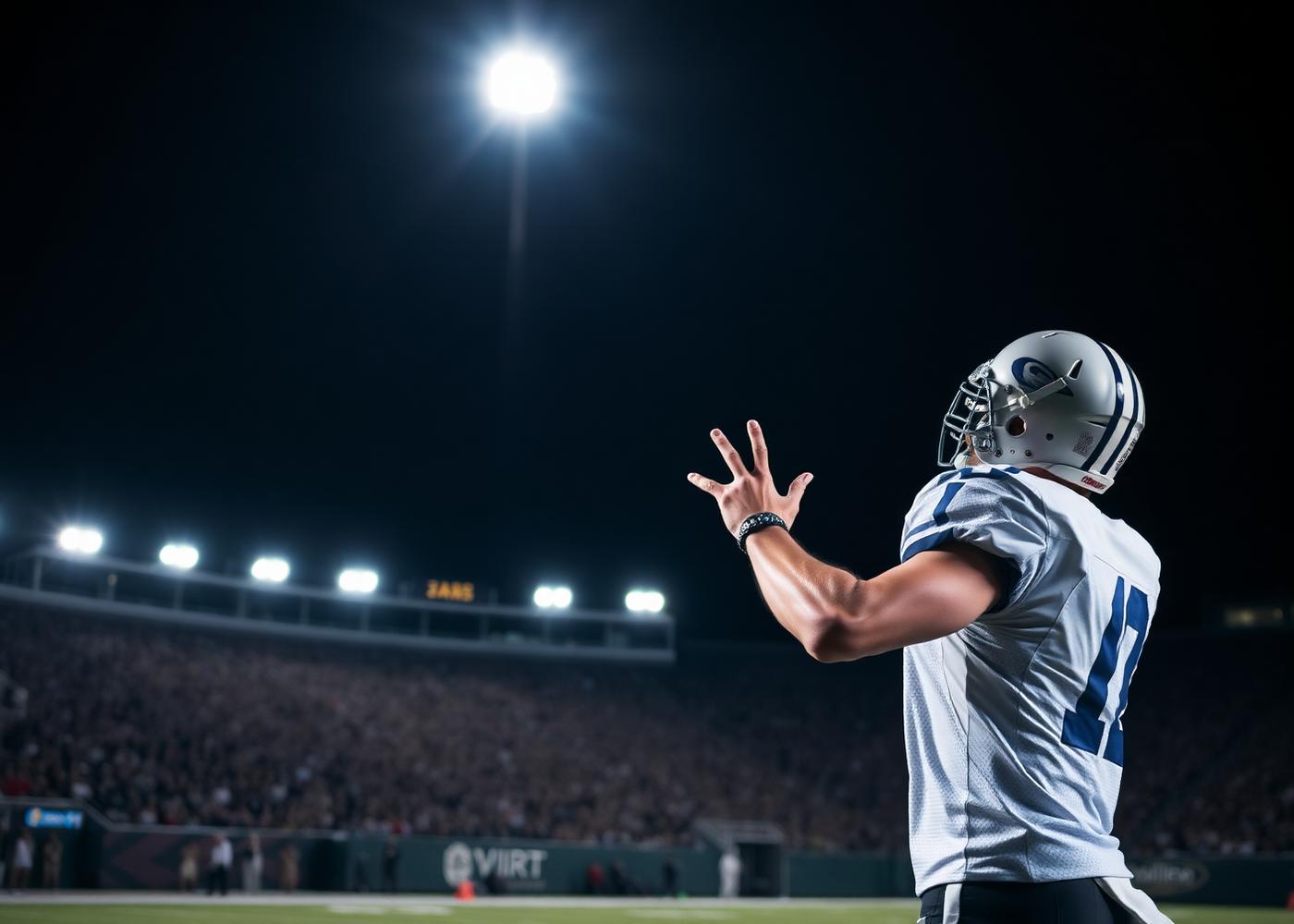 Quarterback throwing a deep pass